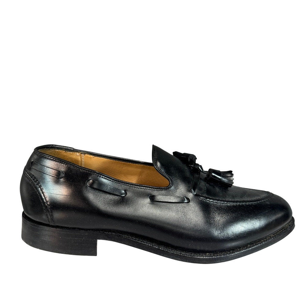 Hitchcock Wide Shoes for Men Black Leather Tassel Loafers Made in England 12